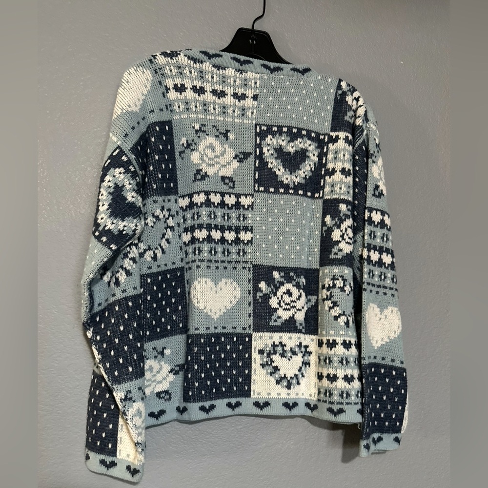 VINTAGE BASIC EDITIONS PATCHWORK SWEATER HEARTS/R… - image 2
